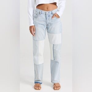 Levi’s 501 90s freehand folk jeans // Light Blue and White Patchwork Women Jeans